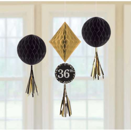 Sparkling Celebrations Add Any Age Honey Comb Decorations - Click Image to Close